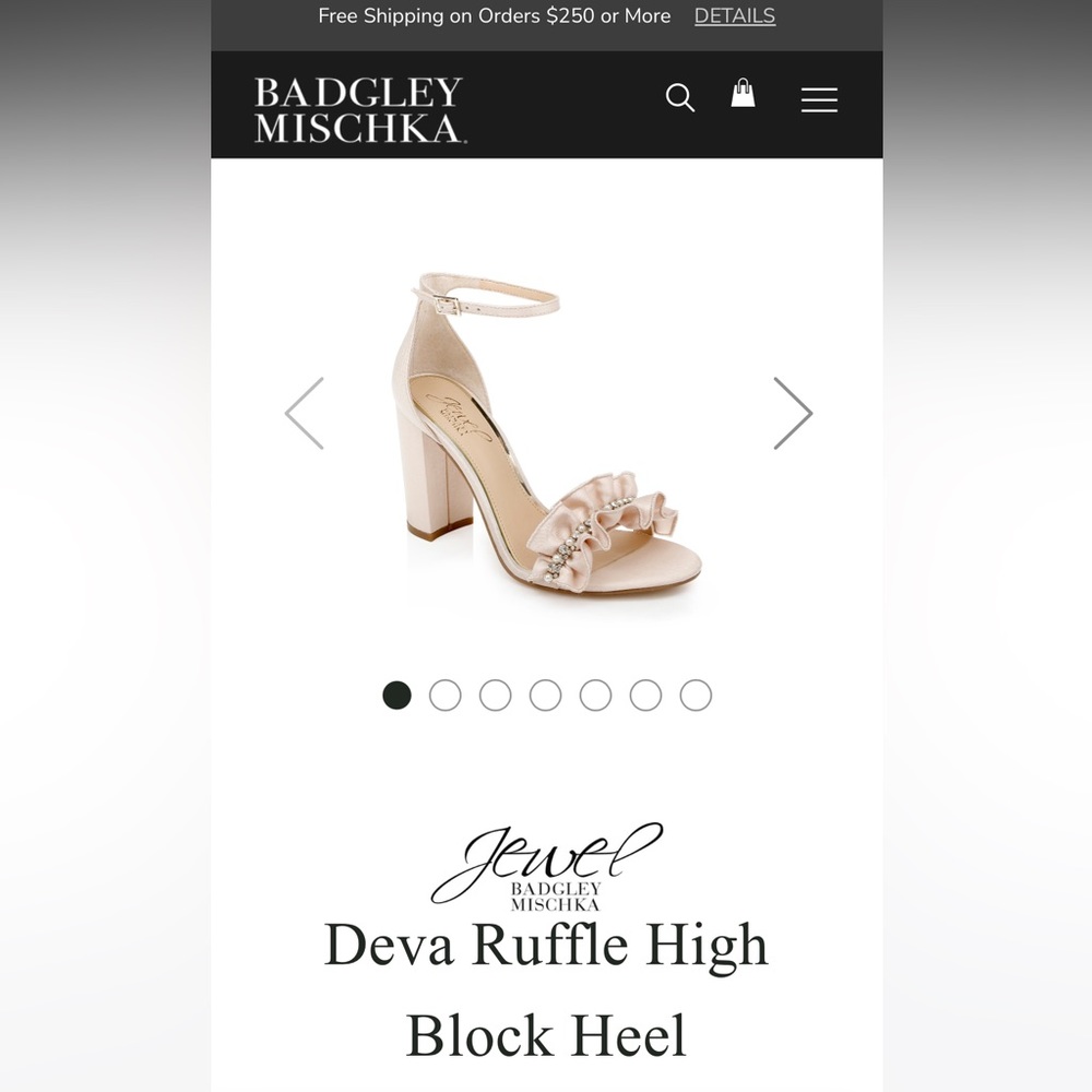 Jewel Badgley Mischka Deva Ruffle High Block Heel